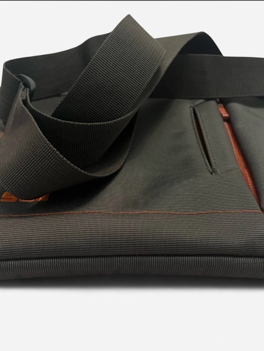 Men's Black Crossbody Bag with Orange Accents